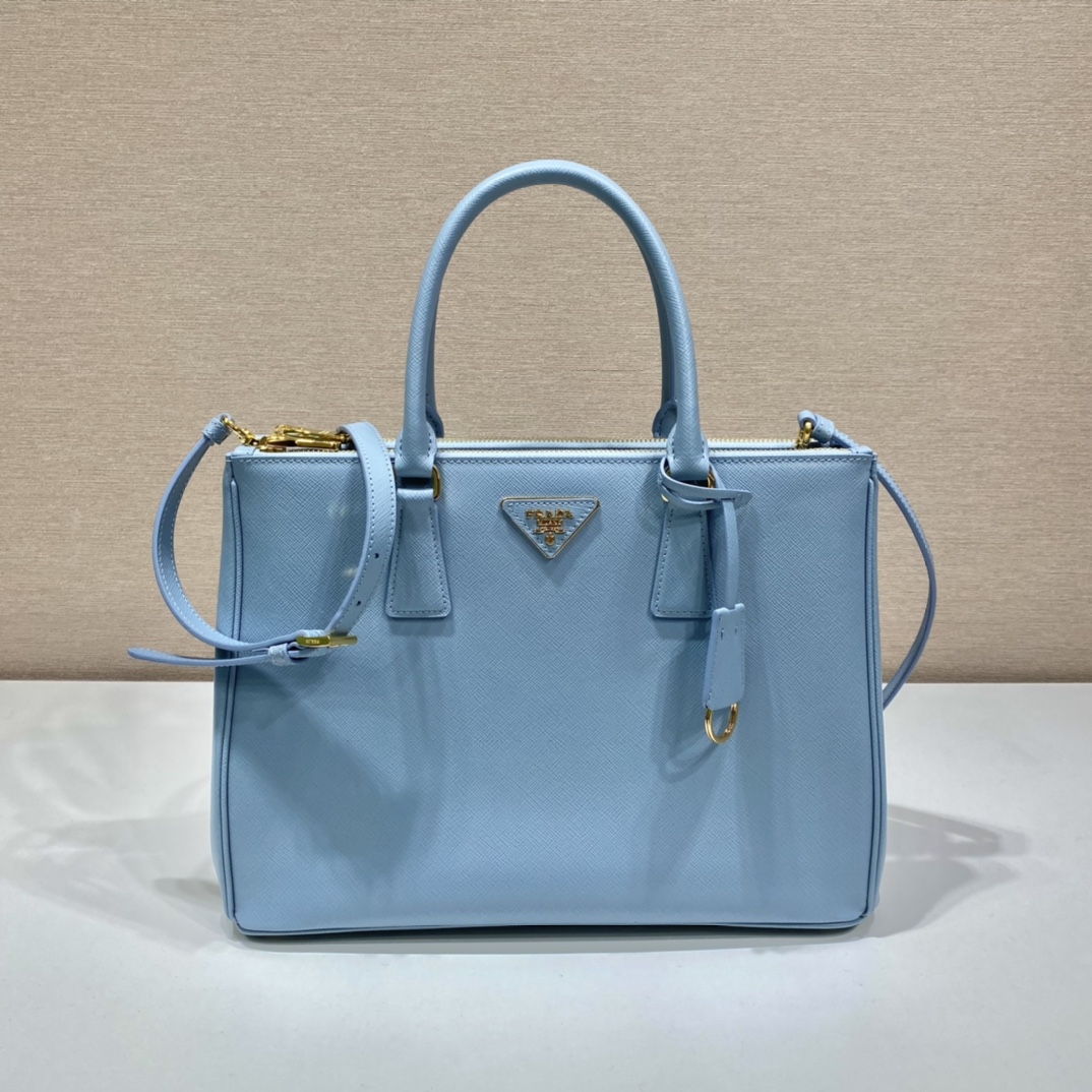 Prada Large Galleria Saffiano Leather Bag Tote Shoulder Bag Light Blue 1BA274